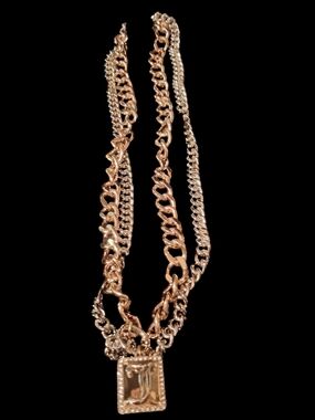 Juicy Couture Gold-Tone Layered Chain Necklace with Logo Pendant
